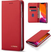 GSMNed - Leren telefoonhoesje rood - Luxe iPhone 7/8/SE hoesje – portemonnee - pasjeshouder iPhone 7/8/SE rood - rood