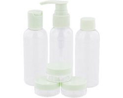 Toiletry Bag - Reisetui 7 delig - navulbare flesjes + potjes - Groen