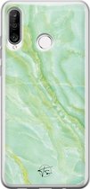 Huawei P30 Lite hoesje - Marmer Limegroen - Siliconen - Soft Case Telefoonhoesje - Marmer - Groen