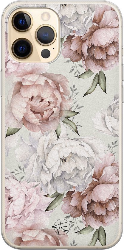 Coque iPhone 12 - Fleurs Classiques | Apple iPhone 12 | Étui en Siliconen TPU | Coque arrière pour téléphone Transparent