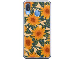 Hoesje geschikt voor Samsung Galaxy A40 - Zonnebloemen - Soft Case - TPU - Bloemen - Geel - Mooie Telefoonhoesjes