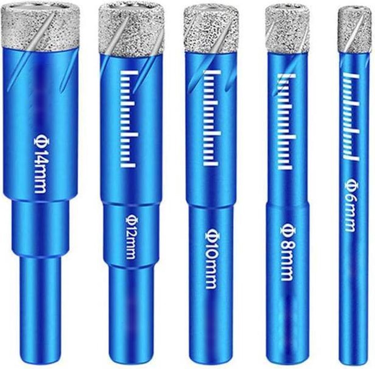 ACTIE!! Diamantboorset 5 delig Waxboren - Tegelboren Droog waxkoeling 6, 8, 10, 12 en 14mm