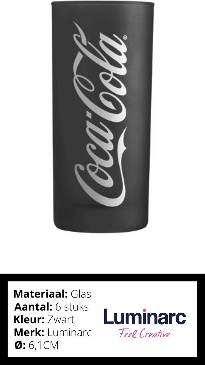 Verre Coca Cola noir frozen 27cl - Gobelet forme haute - Lot de 6 - Coca  Cola - Luminarc