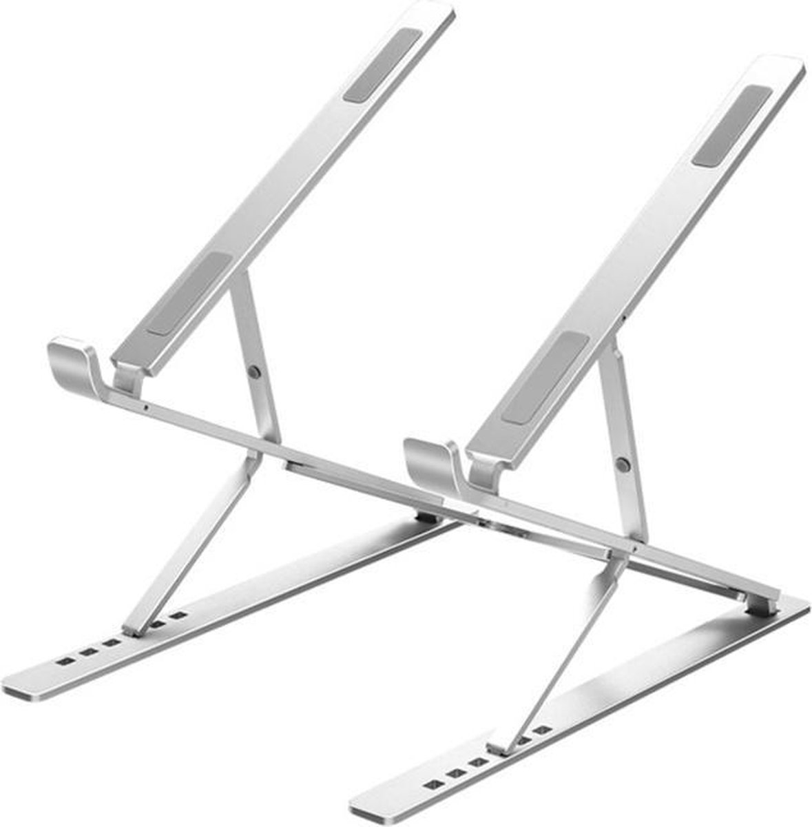 Salext Laptop standaard - Laptop Stand - Tablet Houder -Incl. Opberg zakje - t/m 17 inch - Dubbel Verstelbaar & Universeel - Aluminium - Zilver