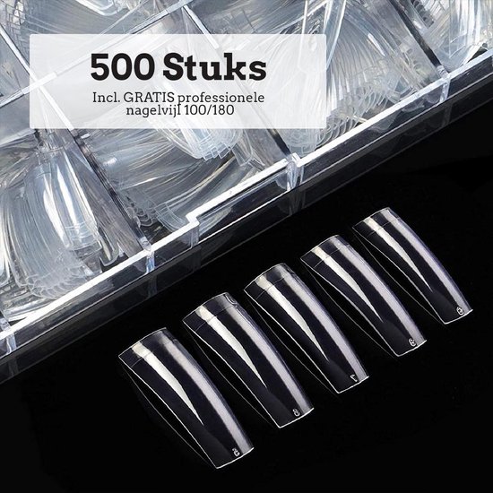 Nagel Tips Eldur - Kunstnagel Set 500 Stuks transparant- Acryl en Gel - 500 stuks - Gratis verzending