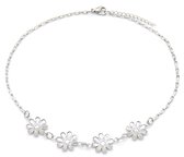 Dielay - Ketting voor Kinderen - Bloemen - RVS - Lengte Verstelbaar 36-39 cm - Zilverkleurig