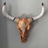 JMS Fashion - Buffel - Schedel - skull - Ibiza - kop - hoorns - polystone - buffelschedel - dierenhoofd - versierd - interieur design - Koper