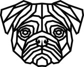 ByKemme® Muur Decoratie - Wand Decoratie - Huiskamer – Housewarming - Geometrisch - Wall Art - Dieren – Dog - Hond - Bulldog  - 65 cm Breed x 52 cm Hoog