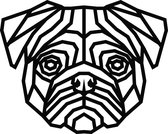 ByKemme® Muur Decoratie - Wand Decoratie - Huiskamer – Housewarming - Geometrisch - Wall Art - Dieren – Dog - Hond - Bulldog  - 40 cm Breed x 32 cm Hoog