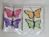 Set Vlinders Decoratie in 4 verschillende kleuren - Feestdecoratie met knijper