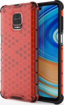 Xiaomi Redmi Note 9 Pro Hoesje - Mobigear - Honeycomb Serie - Hard Kunststof Backcover - Rood - Hoesje Geschikt Voor Xiaomi Redmi Note 9 Pro