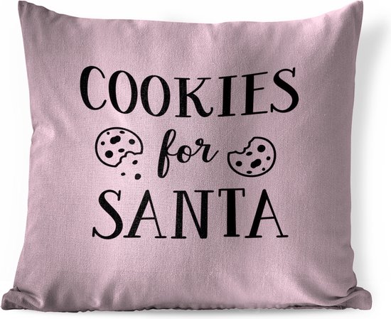 Sierkussens - Kussen - Quote Cookies for Santa muurdecoratie kerst pastel roze - 50x50 cm - Kussen van katoen