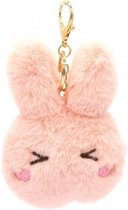 Dielay - Sleutelhanger Fluffy Konijn - 12x10x3 cm - Lichtroze