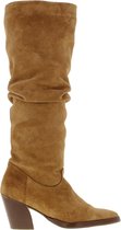 Tango | Ella oblique 14-a high cognac suede wrinkle boot - middle wood heel/sole | Maat: 36