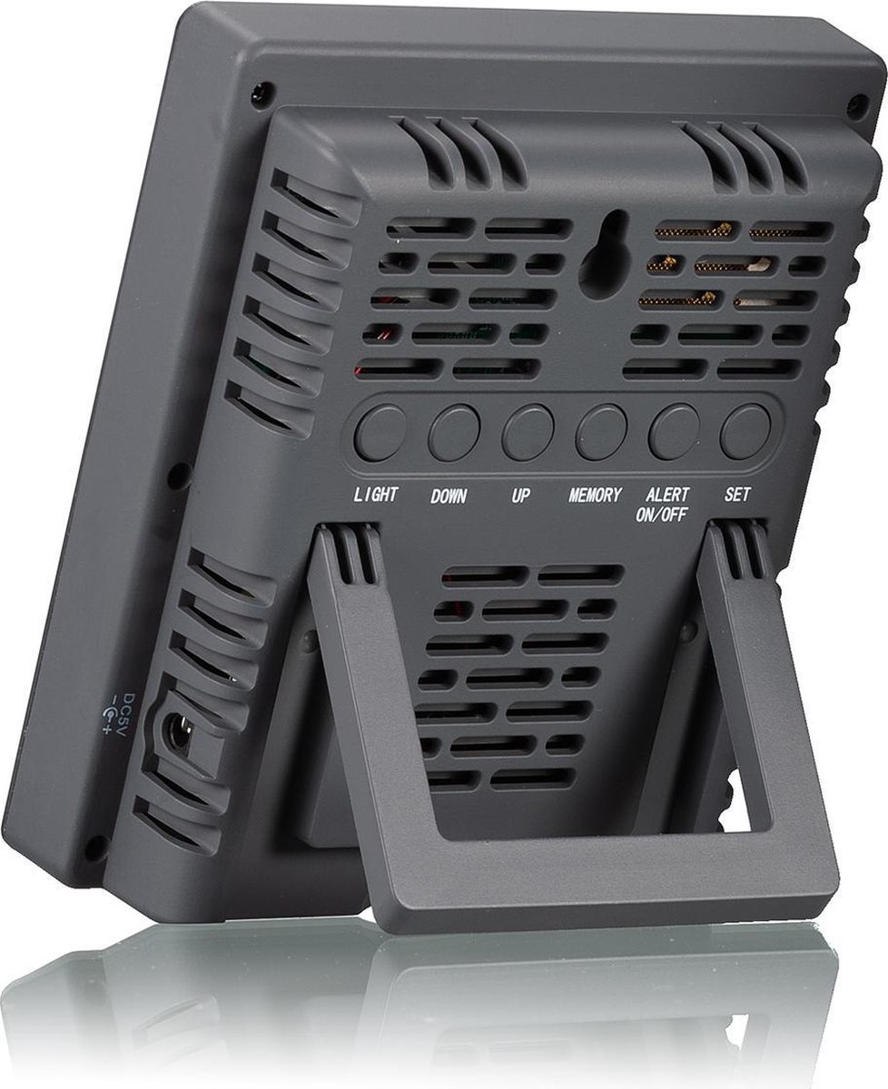 Bresser Smile Contrôleur Qualité Air CO2 Avec Smiley - Moniteur Température Humidité Pièce, Gris