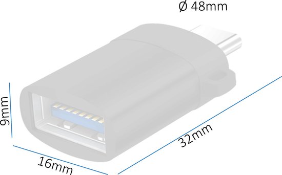 USB-C naar USB-A 3.0 Adapter – 2 delige set USB-C converter met koord – USB verloop -5Gbps - Zwart - BrightSide