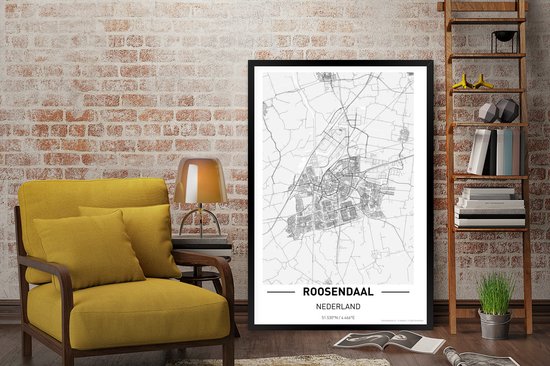 Affiche avec cadre Plan de la ville Roosendaal - 80x120 cm - Carte