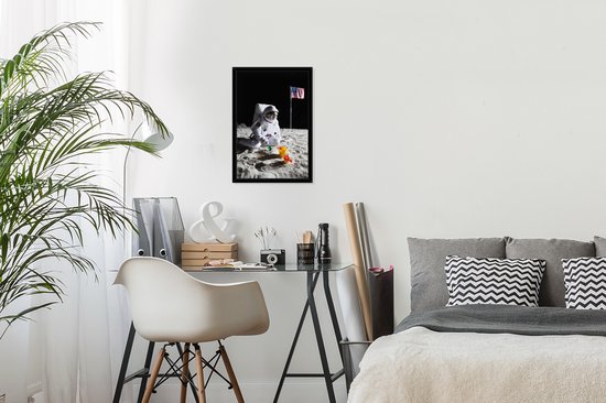 Photo encadrée - L'astronaute dans l'espace construit un cadre photo château de sable 20x30 cm - Affiche encadrée (Décoration murale salon / chambre)