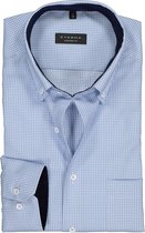 ETERNA comfort fit overhemd - twill heren overhemd - lichtlauw met wit geruit (contrast) - Strijkvrij - Boordmaat: 41