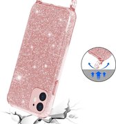 Samsung Galaxy A51 Hoesje Roze - Glitter Back Cover met Koord