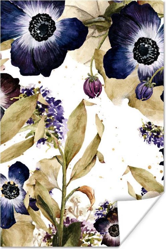Poster Waterverf - Bloemen - Illustratie - 120x180 cm XXL