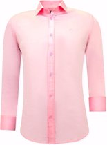 Luxe Blanco Satijn Hemd voor Mannen - Slim Fit - 3071 - Roze