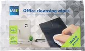 Kantoor werkplek schoonmaak vochtige wegwerp doekjes snelle reiniging van bureau stoel toetsenbord laptop beeldscherm