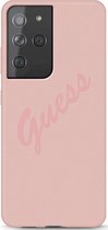 Guess Silicone Vintage Back Cover Samsung Galaxy S21 Ultra - Roze