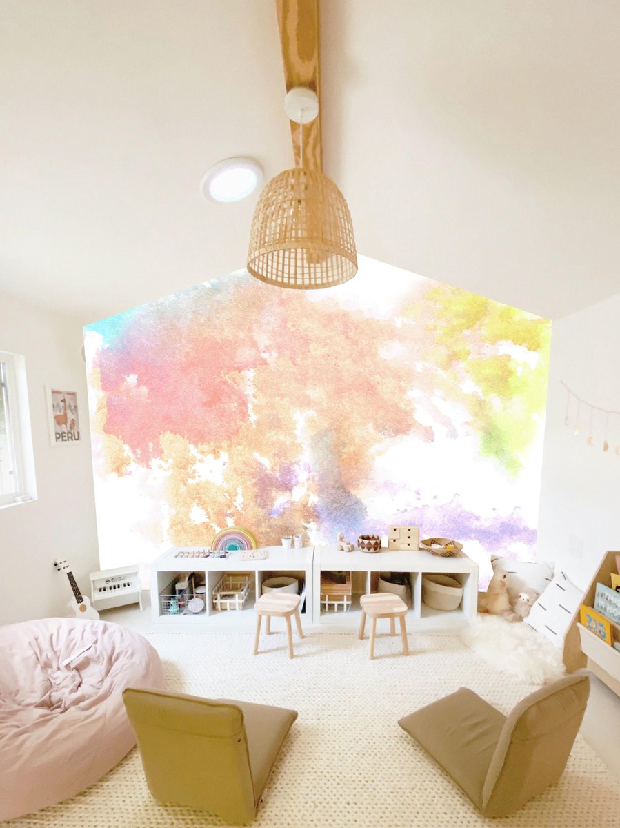 Behang aquarel spetters pastel regenboog
