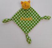 LKMN Knuffeldoek met naam type poesje polyester-groen