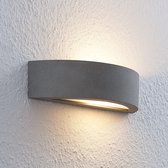 Lindby - LED wandlamp - 1licht - beton - H: 7.5 cm - E14 - grijs - Inclusief lichtbron