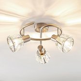Lindby - plafondlamp - 3 lichts - glas, staal - H: 18 cm - E14 - helder, gesatineerd nikkel