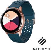Siliconen Smartwatch bandje - Geschikt voor  Samsung Galaxy Watch Active / Active2 siliconen bandje met gaatjes - rock green - Strap-it Horlogeband / Polsband / Armband