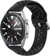 Samsung Galaxy Watch 45mm / 46mm siliconen bandje met gaatjes - zwart + glazen screen protector