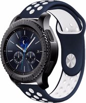 Siliconen Smartwatch bandje - Geschikt voor  Samsung Gear S3 sport band - blauw/wit - Horlogeband / Polsband / Armband