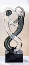 glassculptuur knuffel - liefdespaar - liefdeskoppel - 3x3x10,5 cm - rookkleur