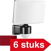 6 Stuks - TOS LED Breedstraler in het zwart met bewegingssensor- IP65 - IK10 Slagvaste behuizing - 4000K - 2200lm - 30W/230V - A++