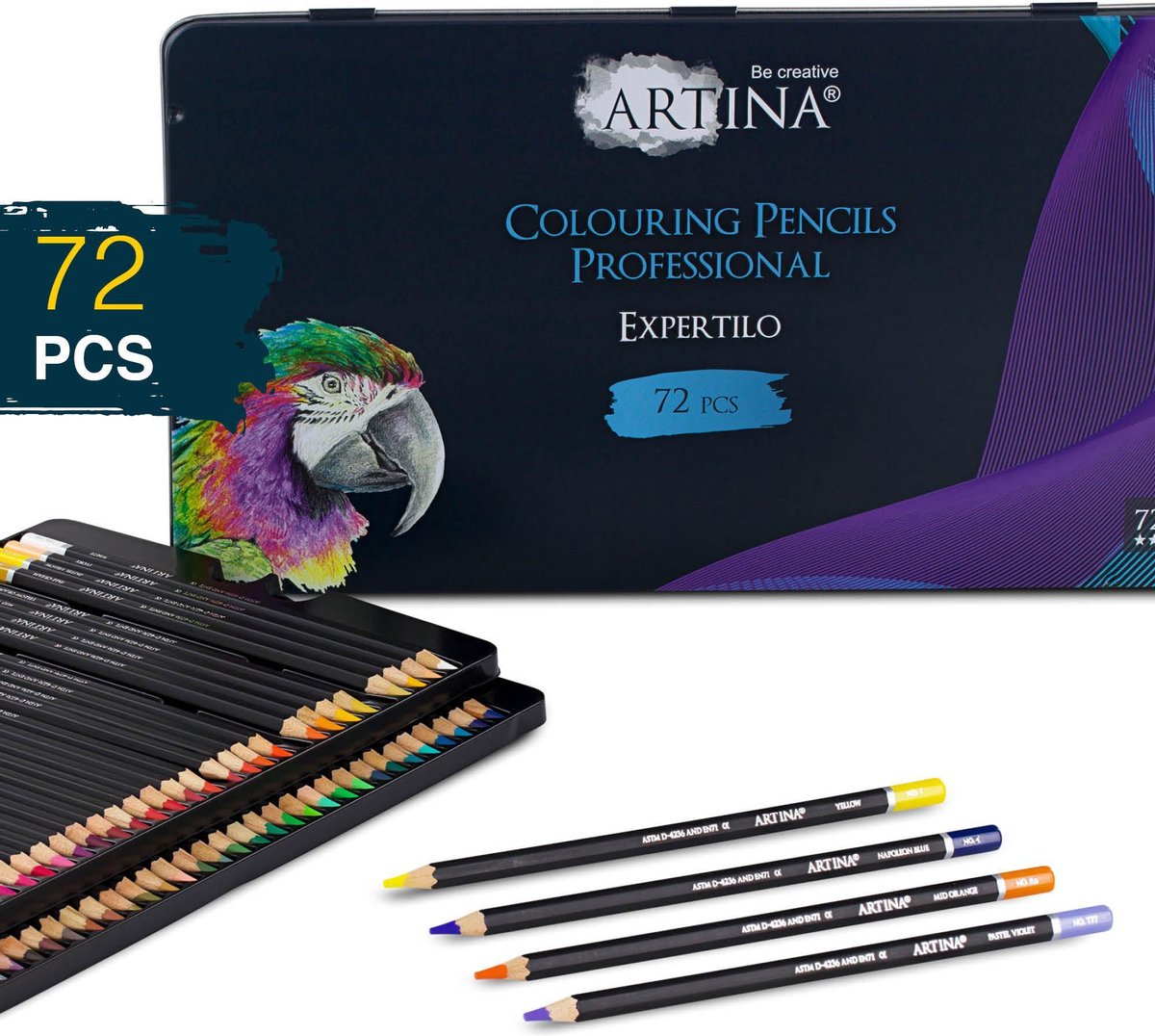 Artina Expertilo Kleurpotloden Set van 72 - FSC Gecertificeerde Stiften hoog gepigmenteerd potloden