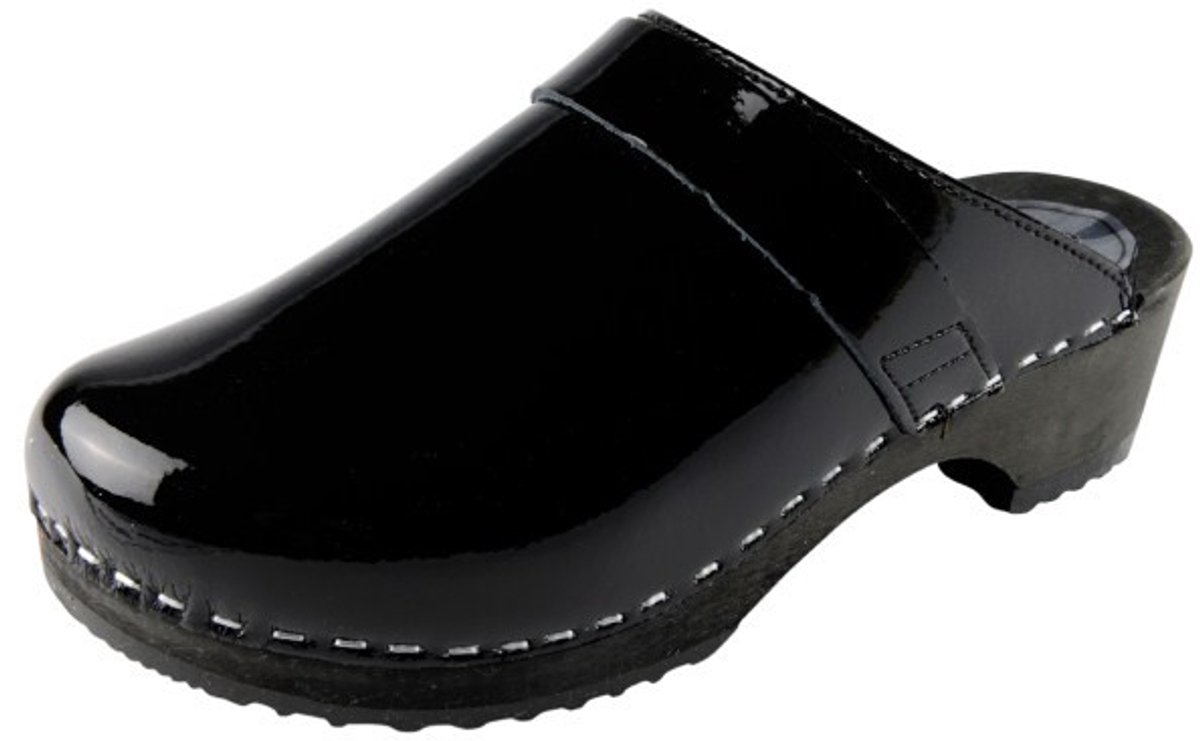 Lederen Lak Clog Zwart | BigHorn 6006 | Maat 37