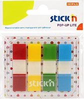 Stick'n film index tabs, 45 x 12mm, 20 vel/pad, 4 indexen/houder, transparant/gekleurde tab, totaal 80 index in houder