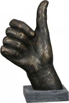 sculptuur duimen omhoog - duimen - 8x14x22 cm - brons en grijs - geslaagd beeld - top gedaan cadeau - jij bent de beste