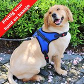 Hondentuigje M -Borstomvang 52-66 cm - Gewicht hond 18-35 kg - Blauw - Voor middelgrote honden - No pull harnas - Anti trek - Reflecterend - Controle en rust bij hond en baasje - 5 jaar garan