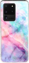 Samsung Galaxy S20 Ultra Hoesje - Mobigear - Marble Serie - TPU Backcover - Blauw / Roze - Hoesje Geschikt Voor Samsung Galaxy S20 Ultra