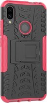 Xiaomi Redmi Note 7 Hoesje - Mobigear - Tire Serie - Hard Kunststof Backcover - Zwart / Roze - Hoesje Geschikt Voor Xiaomi Redmi Note 7