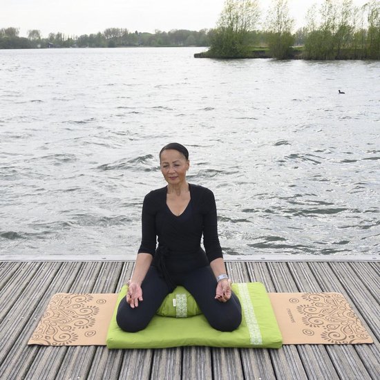 Samarali Groen Halvemaan Meditatieset - Zabuton & Zafu - 100% Biologisch Katoen - Voor Diepe Ontspanning van Samarali — afbeelding 4