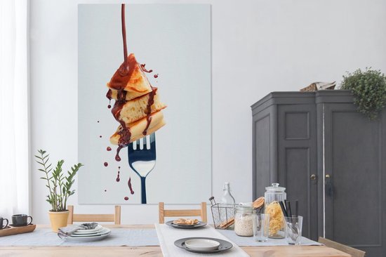 Dessert de crêpes fraîchement cuites au chocolat 120x180 cm - Tirage photo sur toile (Décoration murale salon / chambre) XXL / Groot format!