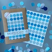 Confetti - muursticker - LM Baby Art - stipjes - blauw en grijs - 120 stuks - 2x2cm - Inkollors - kinderkamer - babykamer - stippen - dots - confetti