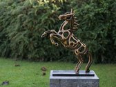 Paard draadsculptuur MASSIEF BRONS 57 cm hoog - bronzen beeld - tuinbeeld - hoogkwalitatief brons - decoratiefiguur - interieur - accessoire - voor binnen - voor buiten - cadeau -