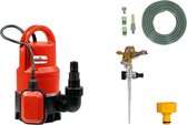 Grizzly Vuilwaterpomp Dompelpomp set INCLUSIEF 15 meter tuinslang, Tuinsproeier met Verbindingsstukken, Gazonsproeier en kraanstuk