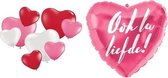 Ooh La Liefde set ! | Hartjes | Ballonnen | Liefde | Trouwen | Valentijn | Jubileum | Rood | Wit | Roze | Versiering set | Decoratie | Feestje